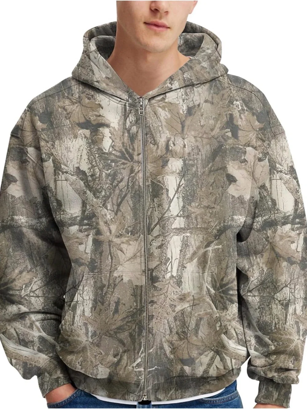 Men's Camo Hooded Jacket - Brown/Olive